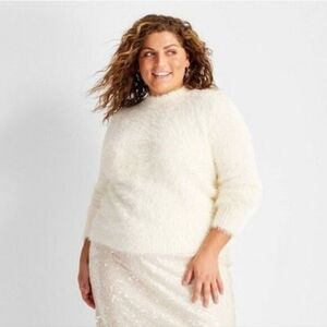 Future Collective | Crewneck Eyelash Sweater - Cream